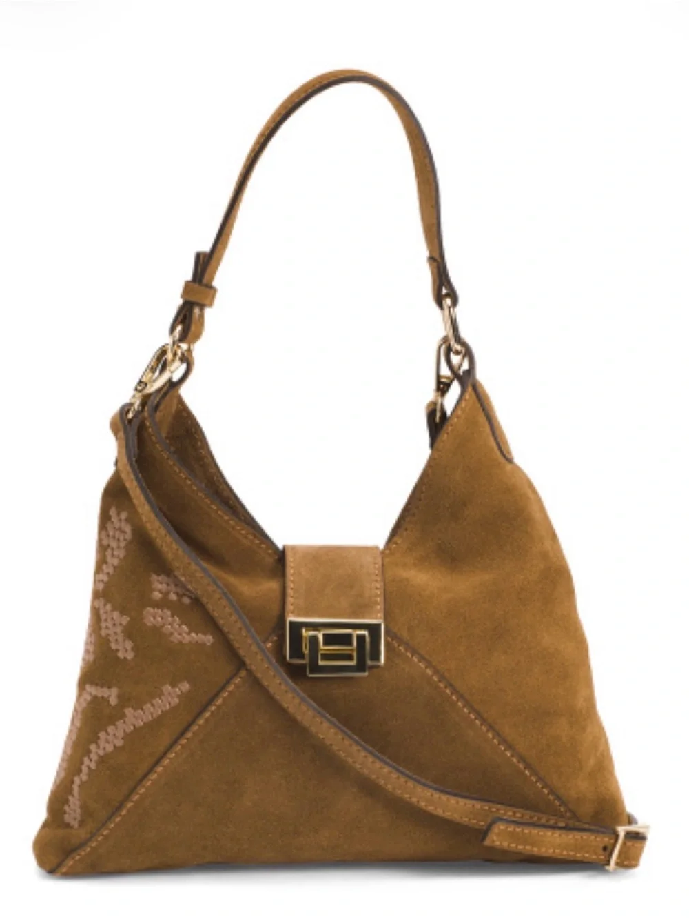 Divina Firenze Honey Suede Embroidered Mini Hobo Bag Made in Italy OS NWOT